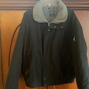 Nautica Men's Black Windbreaker with Gray Accents
